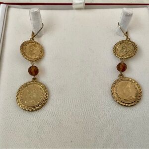 Elegant Gold Coin Drop Earrings
